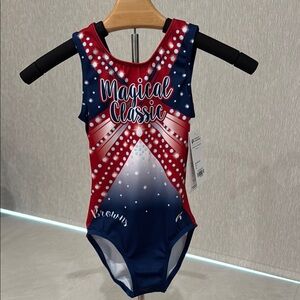 NEW! GK Red and Blue Magical Classic Leotard Girls Medium